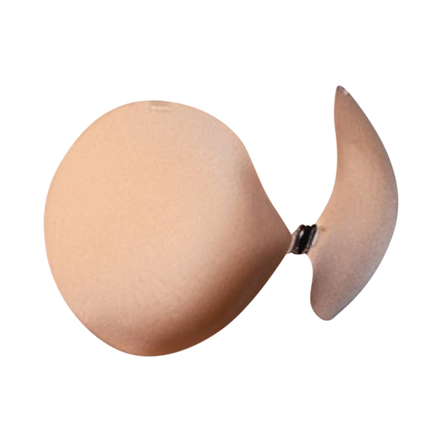 Side view of nude no-show bra with detachable clear straps and front cleavage hook, designed for an open back look.