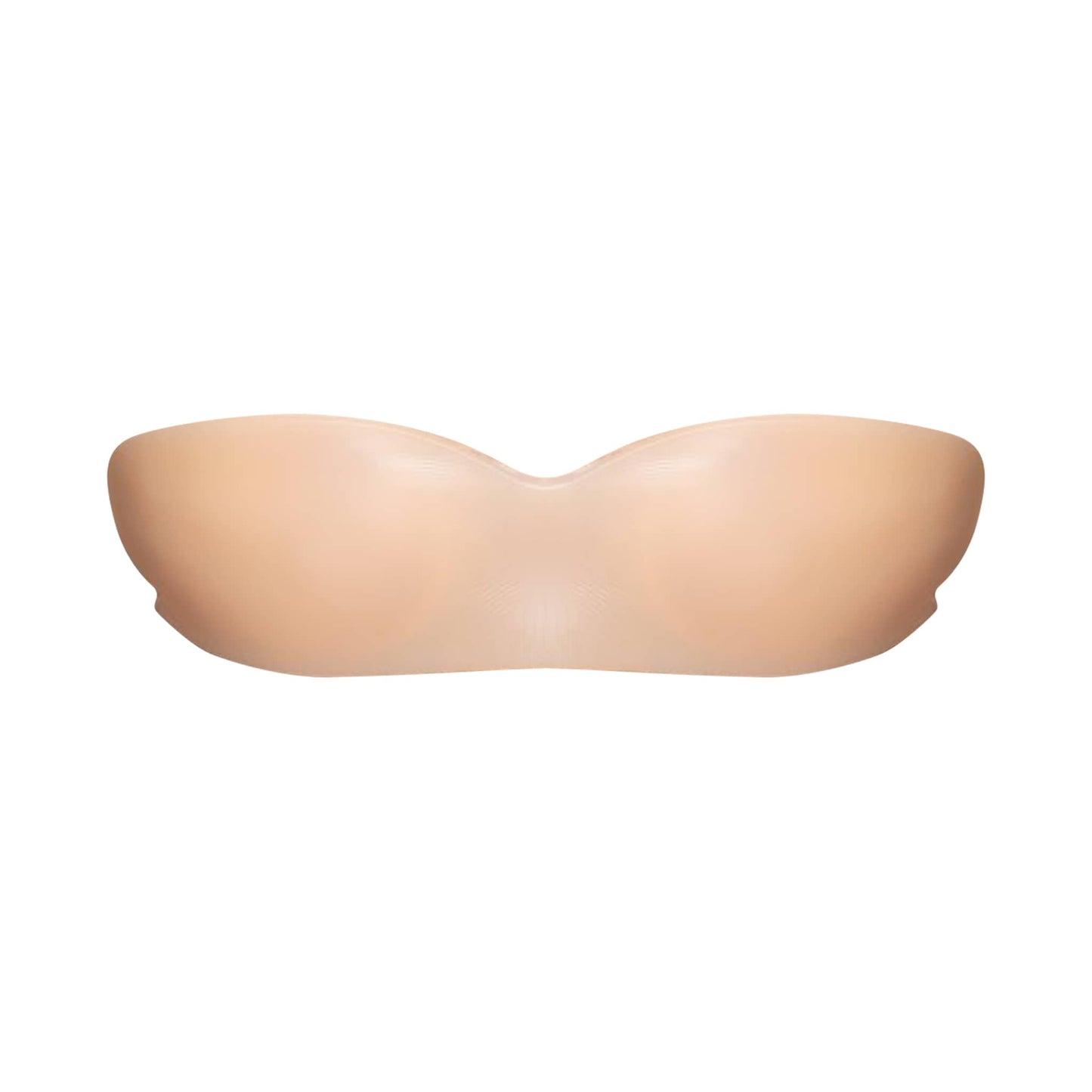 Invisible wing-shaped silicone adhesive bra in nude with skin-friendly back adhesive and 100% silicone material.