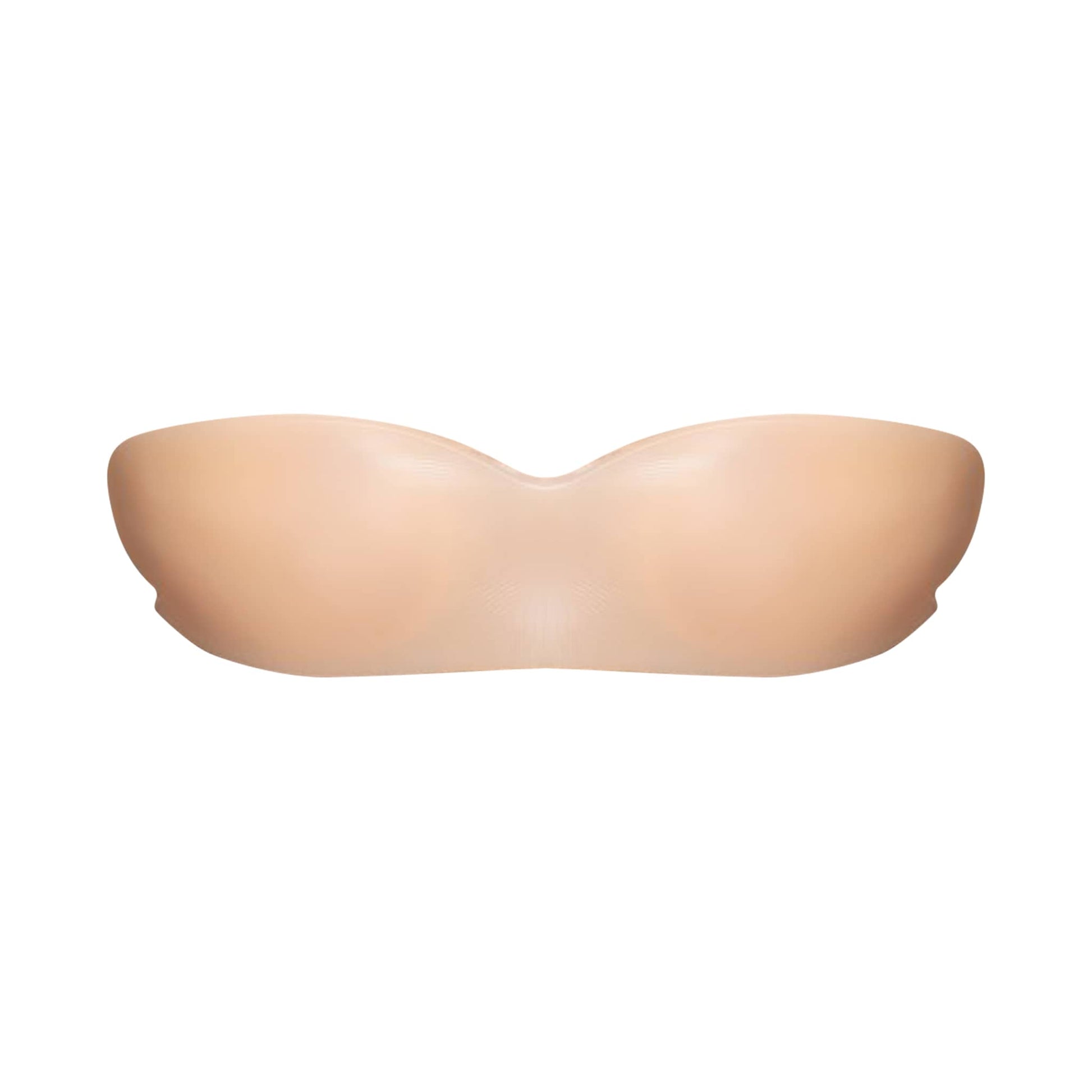 Invisible wing-shaped silicone adhesive bra in nude with skin-friendly back adhesive and 100% silicone material.