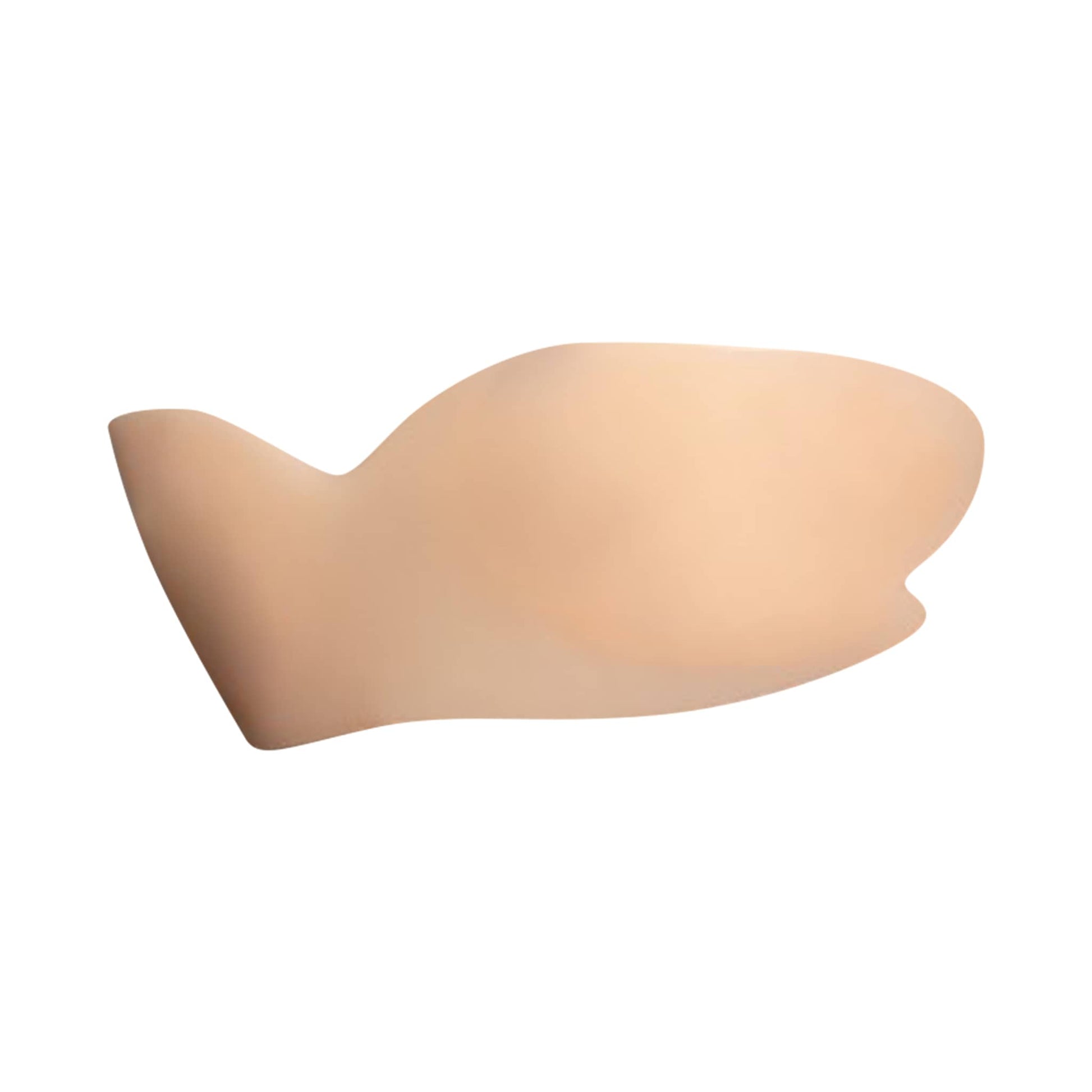 Side view of invisible wing-shaped silicone adhesive bra in nude, made from 100% skin-friendly silicone with back adhesive support.