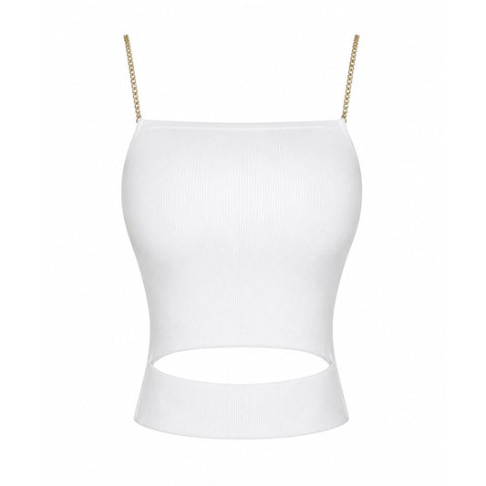 Chain Strap Front Cut-Out Crop Top